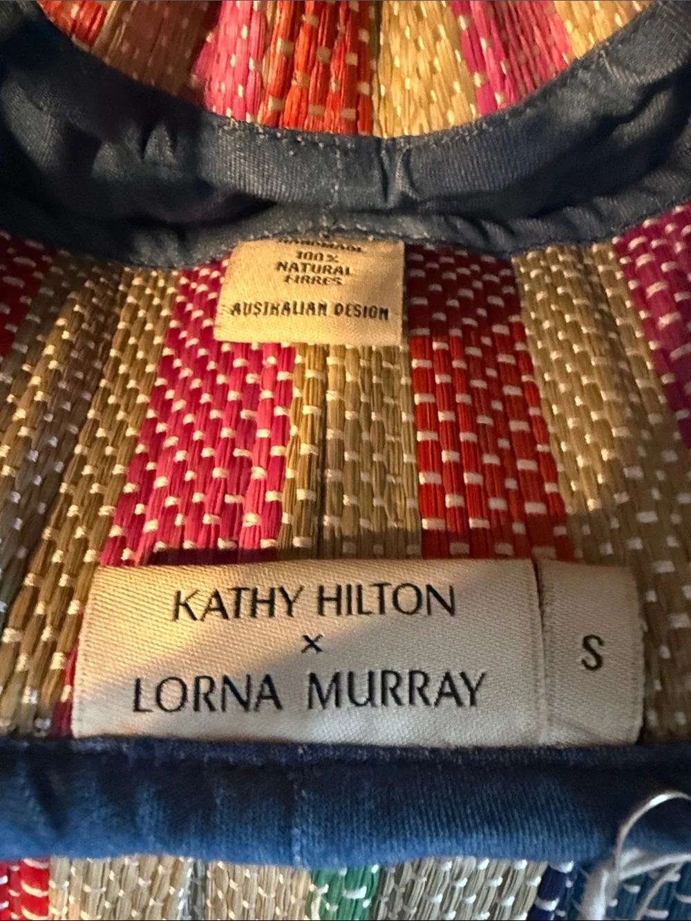 Kathy Hilton x Lorna Murray Multicolor Straw Sun Hat - Blue Trim